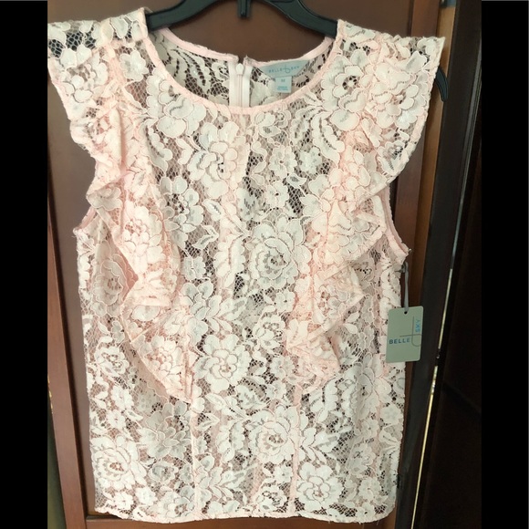 belle sky Tops - NWT Belle Sky Lace Top, Light Pink, Medium